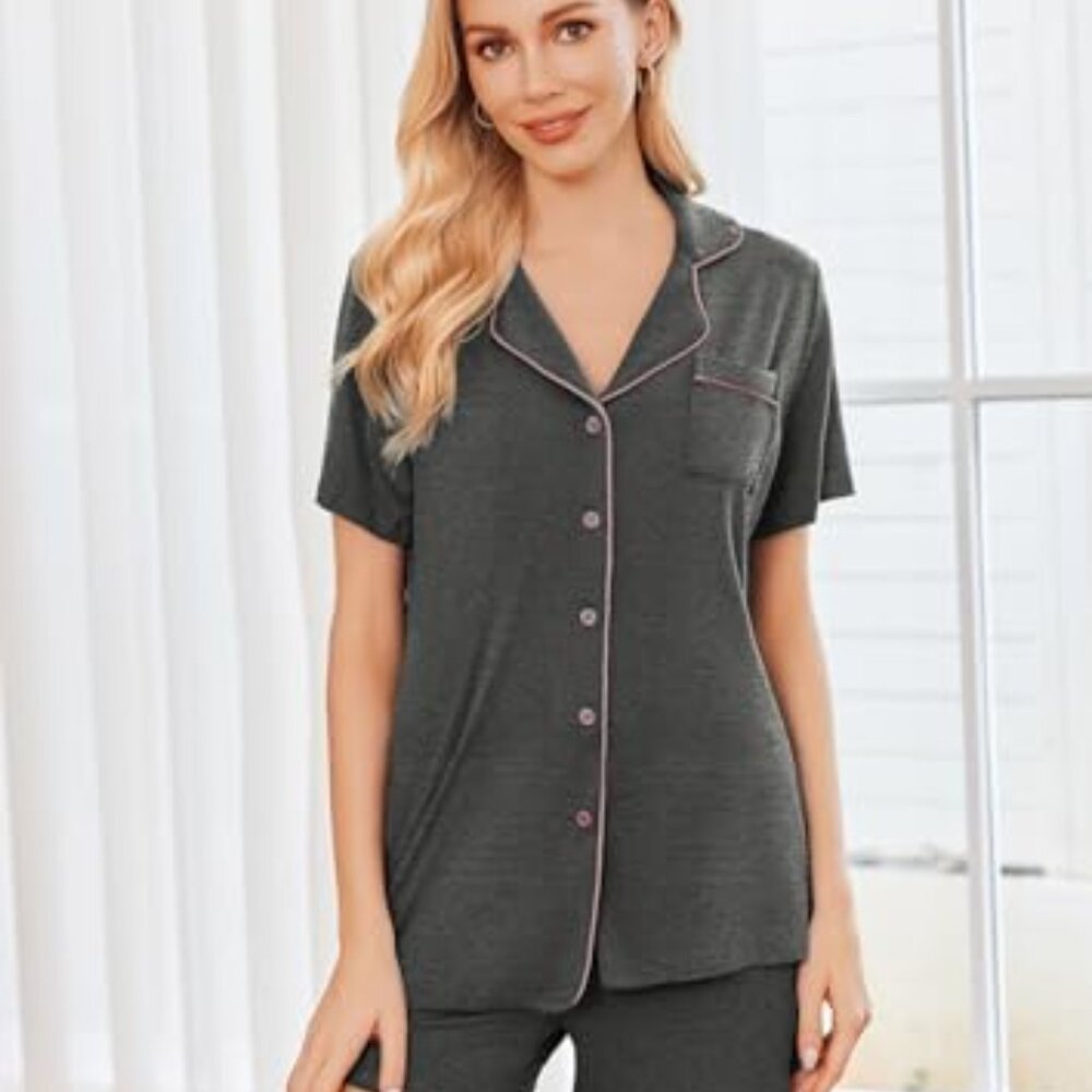 Classic Button Down Pajama Set Comfy Sleepwear Lo… - image 3